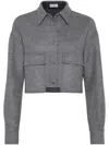 Brunello Cucinelli Virgin Wool Cropped Shirt Jacket In Multicolor