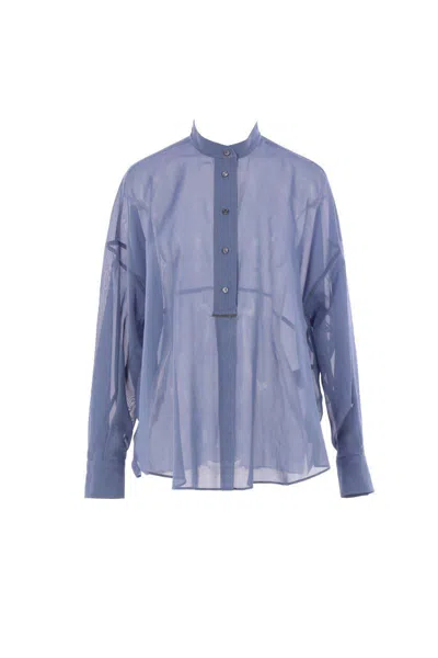 Brunello Cucinelli Shirts In Oxflord Blue