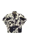 Brunello Cucinelli Ramage Print Cotton Poplin Shirt With Jewellery In Panama/blu