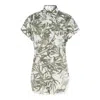 Brunello Cucinelli Leaf Print Long Shirt In Green