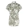 Brunello Cucinelli Leaf Print Long Shirt In Green
