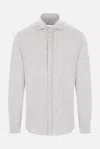 Brunello Cucinelli Grey Linen Shirt With Classic Button-down Collar In Pearl