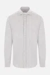 Brunello Cucinelli Grey Linen Shirt With Classic Button-down Collar In Pearl