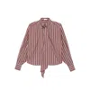 Brunello Cucinelli Striped Tie-neck Top In Pink