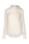 Brunello Cucinelli Silk Bow Top In Pink