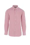 Brunello Cucinelli Striped Poplin Shirt In Pink