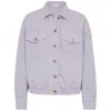 Brunello Cucinelli Women Cotton And Linen Denim Jacket With Elastic Bottom In Purple