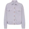 Brunello Cucinelli Women Cotton And Linen Denim Jacket With Elastic Bottom In Purple