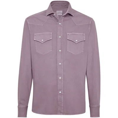 Brunello Cucinelli Shirts In Purple