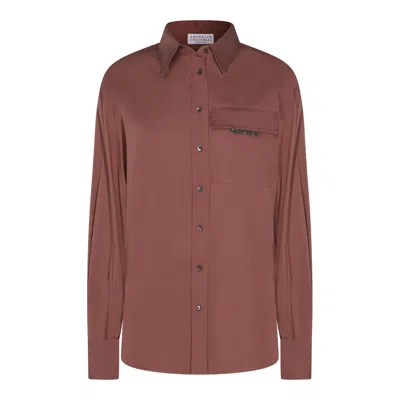 Brunello Cucinelli Shirts Red Brown