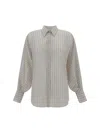 Brunello Cucinelli Shirt In Salgemma/bianco/nero
