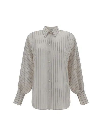 Brunello Cucinelli Shirt In Salgemma/bianco/nero