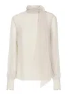 Brunello Cucinelli Silk Blouse With Diamond Cut Brass In Neutral