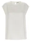 Brunello Cucinelli Silk Satin Top In White