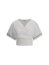 Brunello Cucinelli Monili Embellished Cropped Blouse In White
