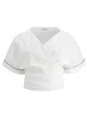 Brunello Cucinelli Monili Embellished Cropped Blouse In White
