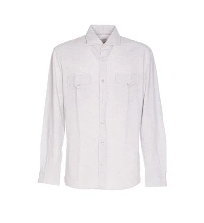 Brunello Cucinelli Men Cotton Piquet Shirt In White