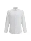 Brunello Cucinelli Linen Shirt With Back Yoke And Curved Hem In White