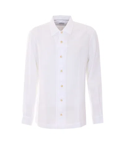 Brunello Cucinelli Men Easy Fit Linen Shirt With Crete In White