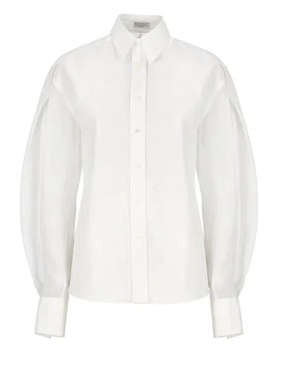 Brunello Cucinelli Monili-detail Poplin Shirt In White