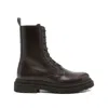 Brunello Cucinelli Bead-embellished Leather Ankle Boots In Brown