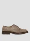 Brunello Cucinelli Suede Lace-up Brogues Stacked Heel In Neutral