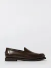 Brunello Cucinelli Round Toe Leather Loafers With Stitched Detailing In Brown