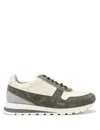 Brunello Cucinelli Sneaker In Panama+oliva+grigio Chiaro+latte