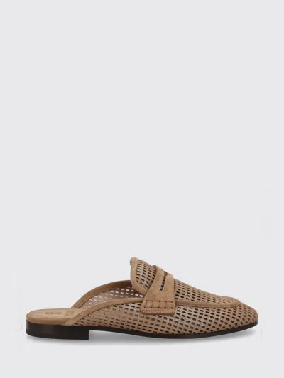 Brunello Cucinelli Brown Suede Leather Mules In Animal Print