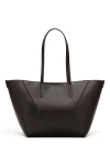 Brunello Cucinelli Geometric Design Leather Tote Bag With Structured Silhouette In Brown