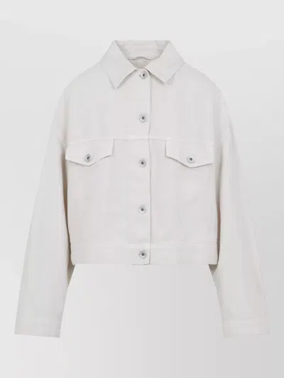 Brunello Cucinelli Short Bull Jacket Adjustable Hem In White