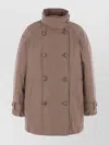 Brunello Cucinelli Short Button Detailing Down Jacket In Brown