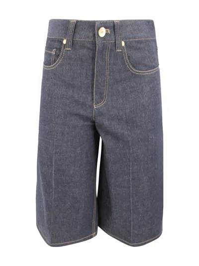 Brunello Cucinelli Short Denim With Front Button Closure In Blue