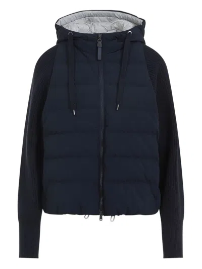 Brunello Cucinelli Short Down Jacket In Blue
