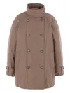 Brunello Cucinelli Short Button Detailing Down Jacket In Brown