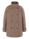 Brunello Cucinelli Short Button Detailing Down Jacket In Sand