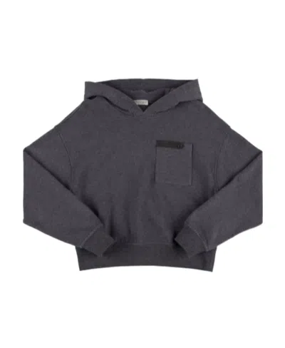 Brunello Cucinelli Babies' Short Hooded Sweater In Black