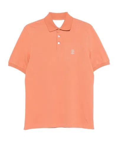 Brunello Cucinelli Short-sleesleeved Polo Shirt In Orange