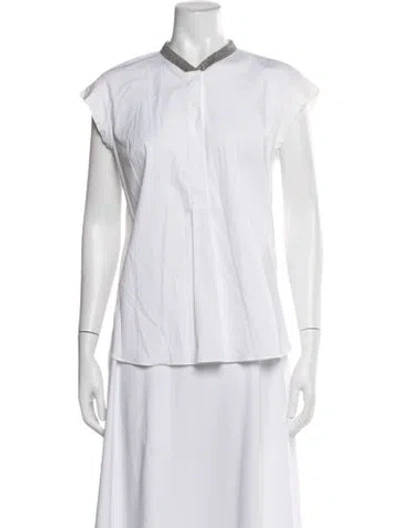 Pre-owned Brunello Cucinelli Short Sleeve Blouse In Neutral