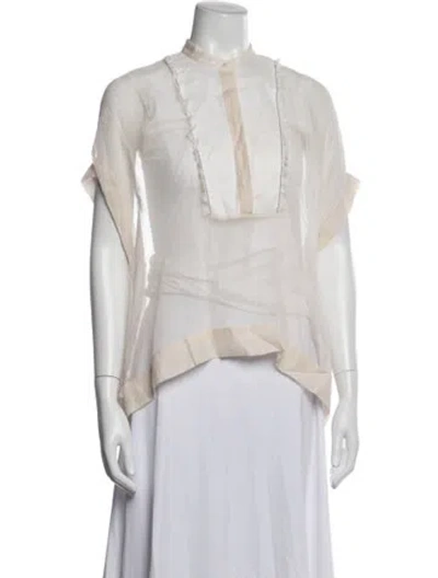 Pre-owned Brunello Cucinelli Short Sleeve Blouse In Neutrals/white