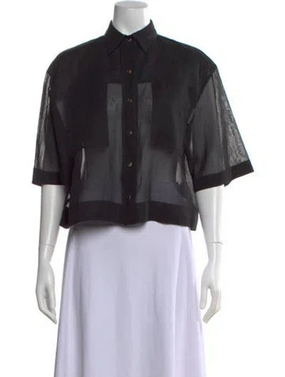 Pre-owned Brunello Cucinelli Short Sleeve Button-up Top In Black