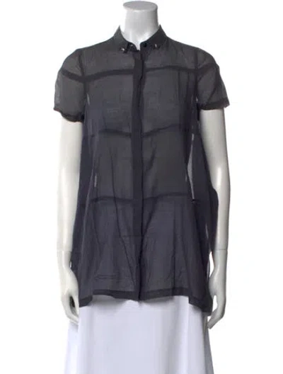 Pre-owned Brunello Cucinelli Short Sleeve Button-up Top In Gray