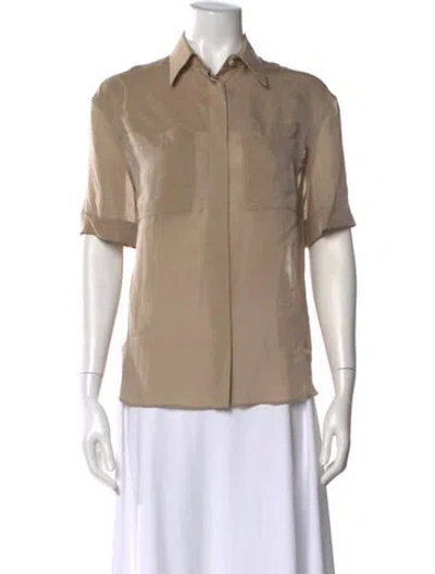 Pre-owned Brunello Cucinelli Short Sleeve Button-up Top In Neutral