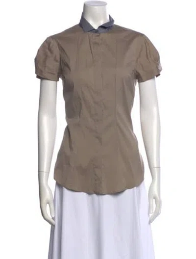 Pre-owned Brunello Cucinelli Short Sleeve Button-up Top In Neutral
