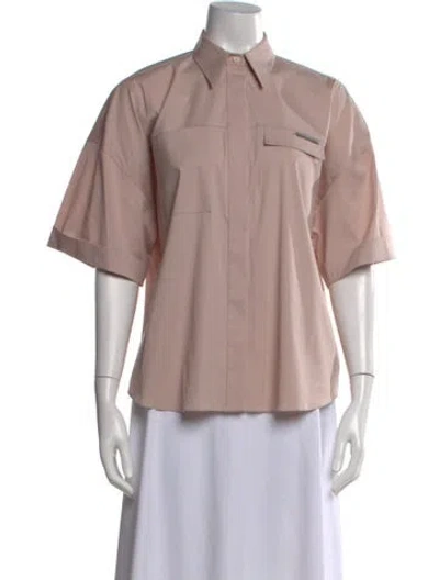 Pre-owned Brunello Cucinelli Short Sleeve Button-up Top In Neutral