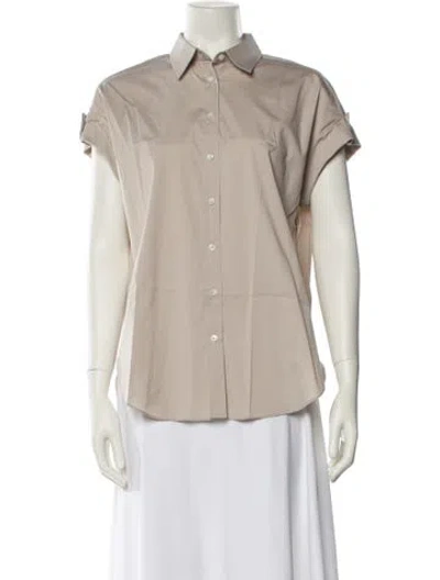 Pre-owned Brunello Cucinelli Short Sleeve Button-up Top W/ Tags In Neutral