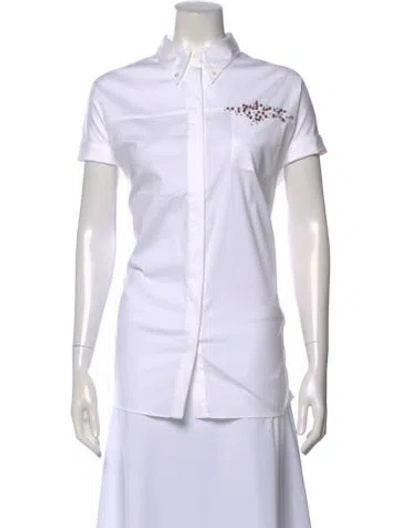 Pre-owned Brunello Cucinelli Short Sleeve Button-up Top In White