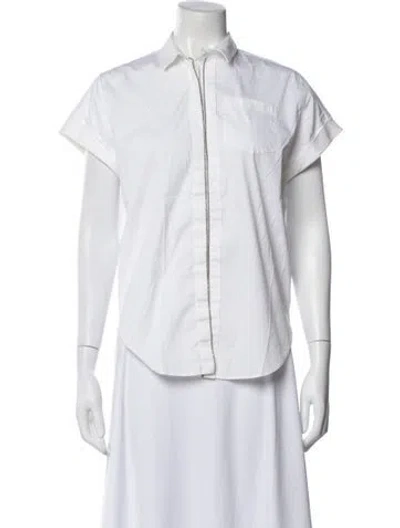 Pre-owned Brunello Cucinelli Short Sleeve Button-up Top In White