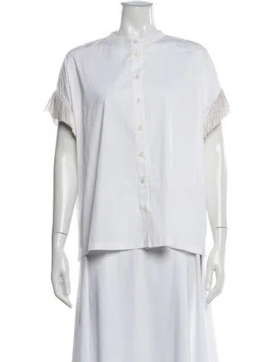 Pre-owned Brunello Cucinelli Short Sleeve Button-up Top In White