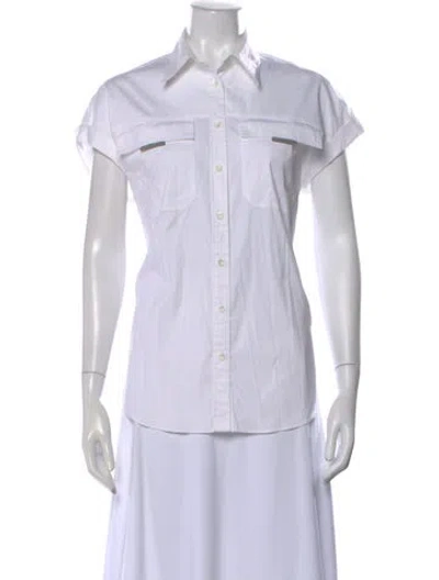 Pre-owned Brunello Cucinelli Short Sleeve Button-up Top In White